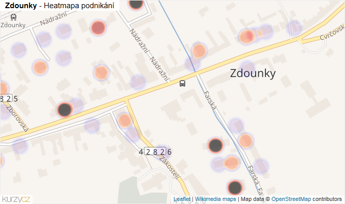 Mapa Zdounky - Firmy v části obce.