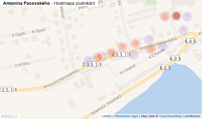 Mapa Antonína Pacovského - Firmy v ulici.
