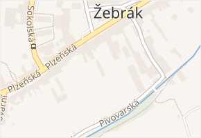 Náměstí v obci Žebrák - mapa ulice