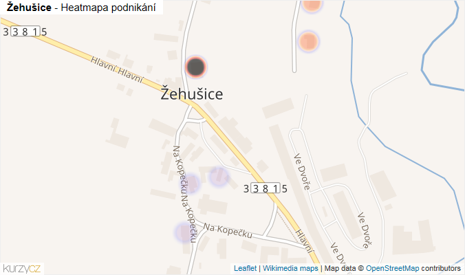 Mapa Žehušice - Firmy v části obce.