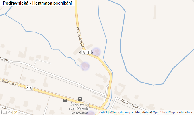 Mapa Podřevnická - Firmy v ulici.
