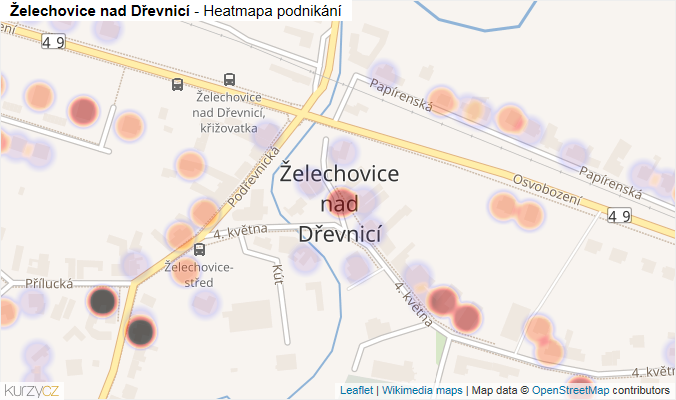 Mapa Želechovice nad Dřevnicí - Firmy v části obce.