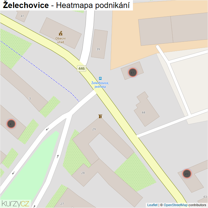 Mapa Želechovice - Firmy v obci.