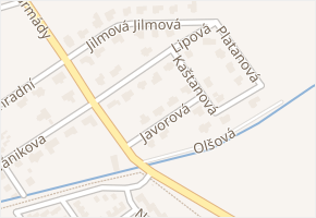 Javorová v obci Zeleneč - mapa ulice