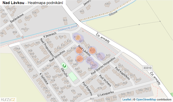 Mapa Nad Lávkou - Firmy v ulici.