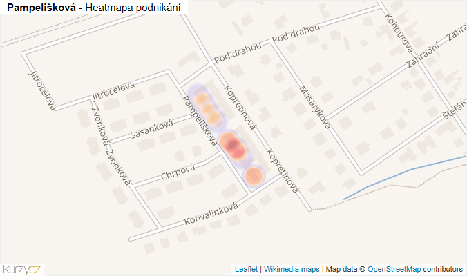 Mapa Pampelišková - Firmy v ulici.