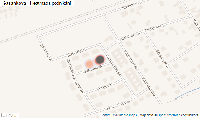 Mapa Sasanková - Firmy v ulici.