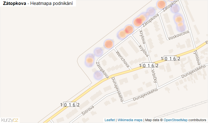 Mapa Zátopkova - Firmy v ulici.