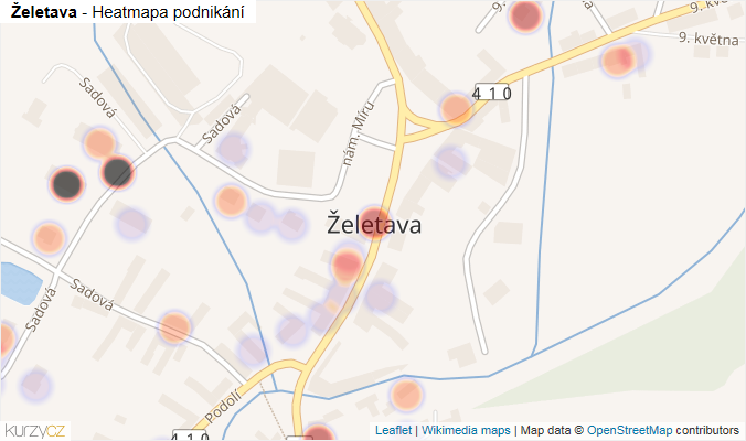 Mapa Želetava - Firmy v části obce.