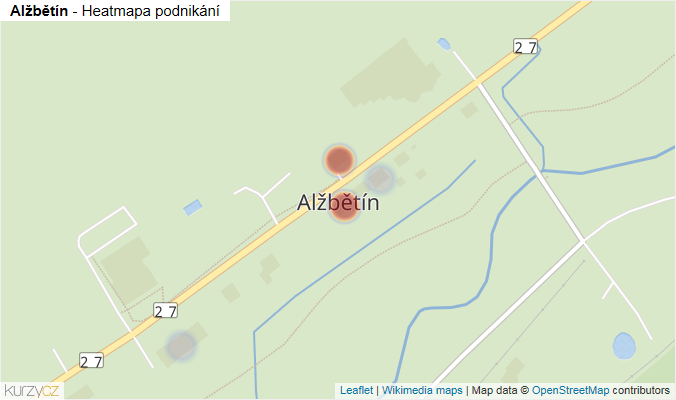 Mapa Alžbětín - Firmy v části obce.