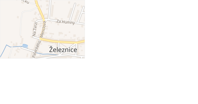 Menclova v obci Železnice - mapa ulice