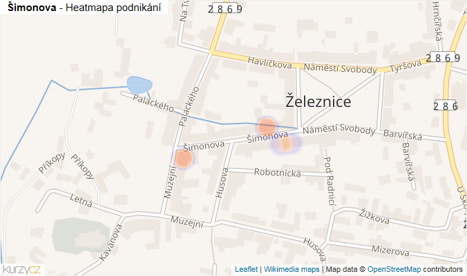 Mapa Šimonova - Firmy v ulici.