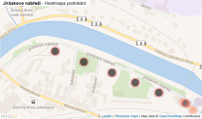 Mapa Jiráskovo nábřeží - Firmy v ulici.