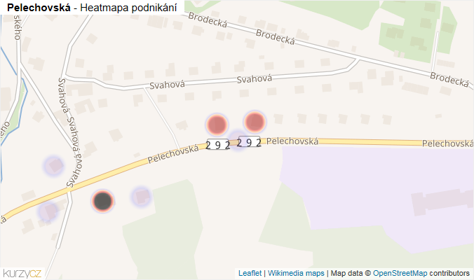 Mapa Pelechovská - Firmy v ulici.
