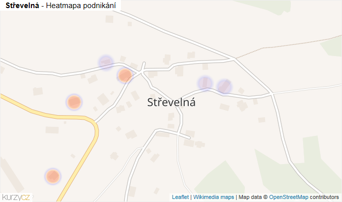 Mapa Střevelná - Firmy v části obce.