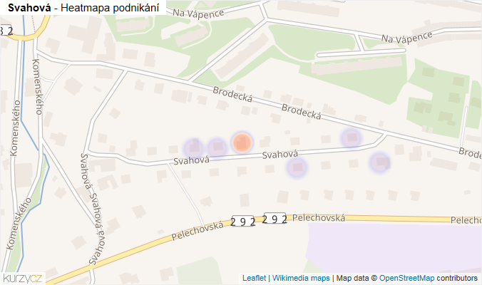 Mapa Svahová - Firmy v ulici.