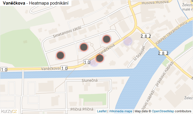 Mapa Vaněčkova - Firmy v ulici.