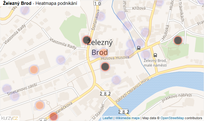 Mapa Železný Brod - Firmy v části obce.
