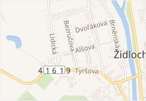 Alšova v obci Židlochovice - mapa ulice