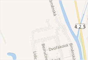 Janáčkova v obci Židlochovice - mapa ulice