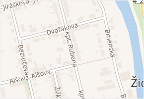 kpt. Rubena v obci Židlochovice - mapa ulice