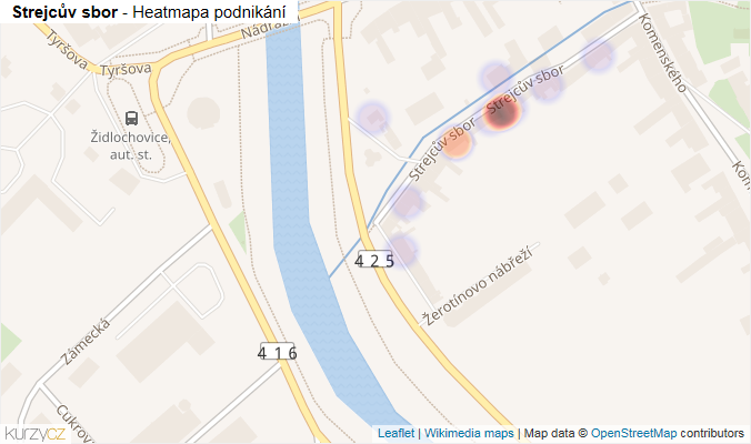 Mapa Strejcův sbor - Firmy v ulici.