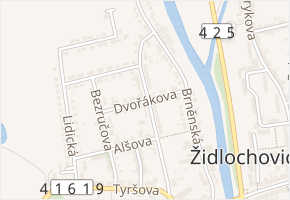 Žižkova v obci Židlochovice - mapa ulice