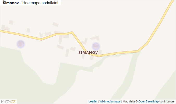 Mapa Šimanov - Firmy v části obce.