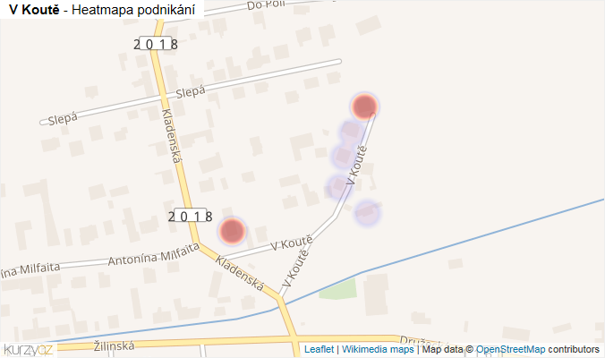 Mapa V Koutě - Firmy v ulici.