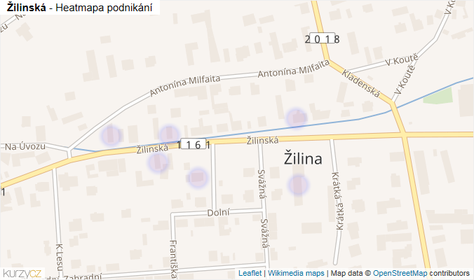 Mapa Žilinská - Firmy v ulici.