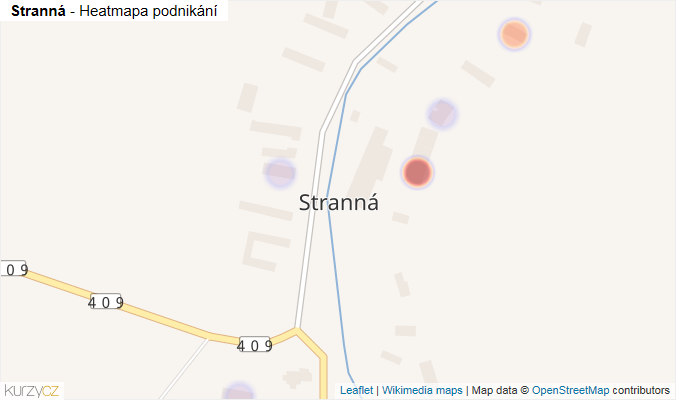 Mapa Stranná - Firmy v části obce.