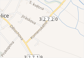 Komenského v obci Žiželice - mapa ulice