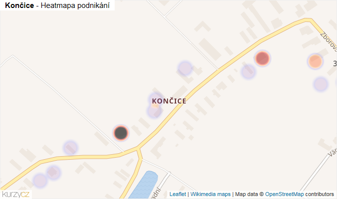 Mapa Končice - Firmy v části obce.