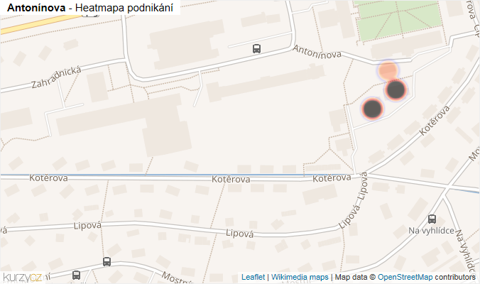 Mapa Antonínova - Firmy v ulici.