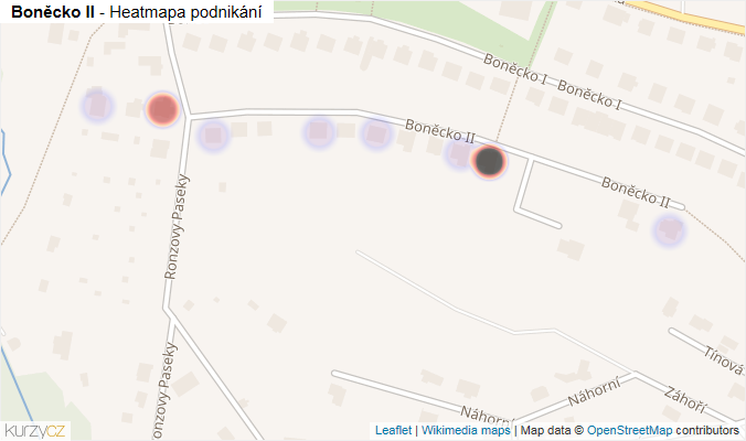 Mapa Boněcko II - Firmy v ulici.