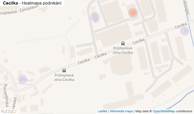 Mapa Cecilka - Firmy v ulici.