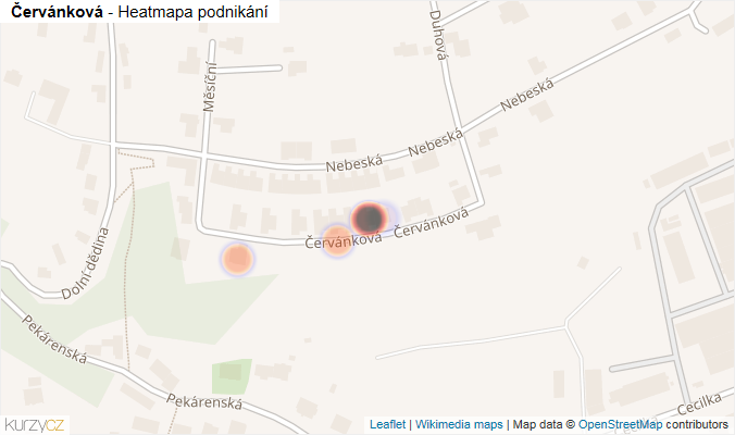 Mapa Červánková - Firmy v ulici.