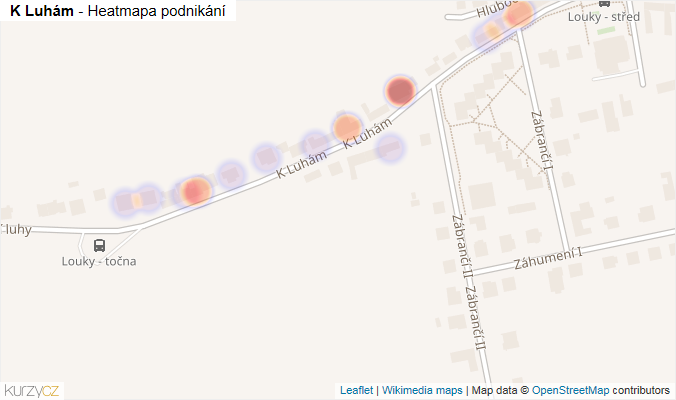Mapa K Luhám - Firmy v ulici.