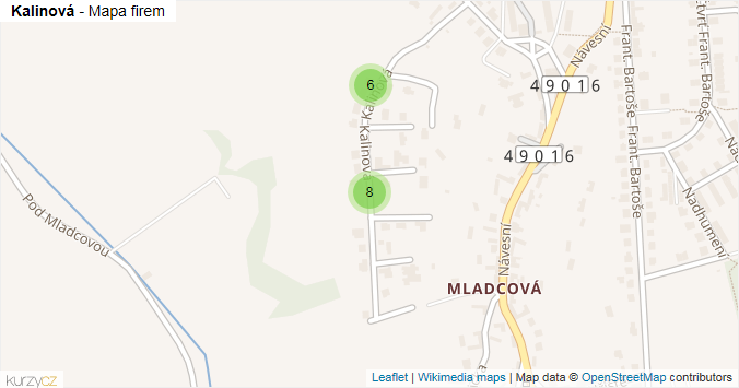 Mapa Kalinová - Firmy v ulici.