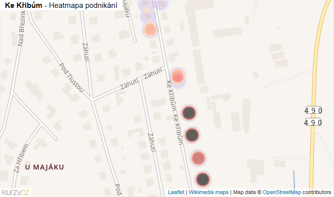 Mapa Ke Křibům - Firmy v ulici.