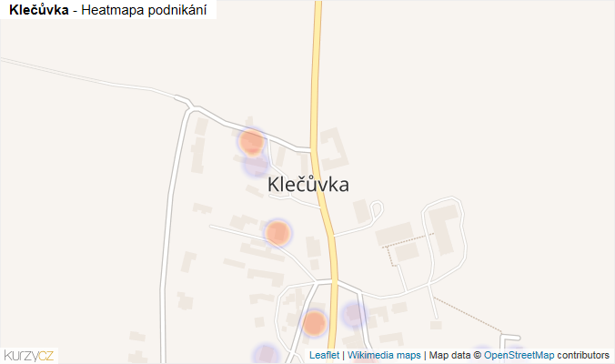 Mapa Klečůvka - Firmy v části obce.