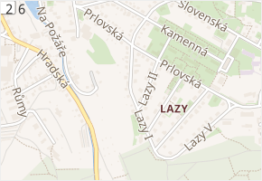 Lazy I v obci Zlín - mapa ulice