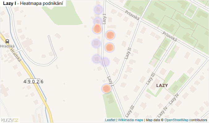 Mapa Lazy I - Firmy v ulici.