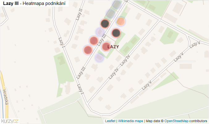 Mapa Lazy III - Firmy v ulici.