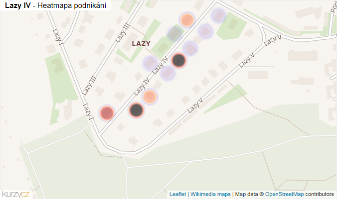 Mapa Lazy IV - Firmy v ulici.