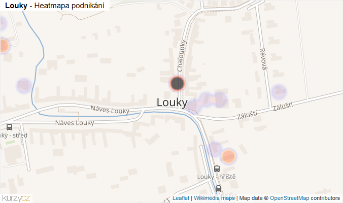 Mapa Louky - Firmy v části obce.