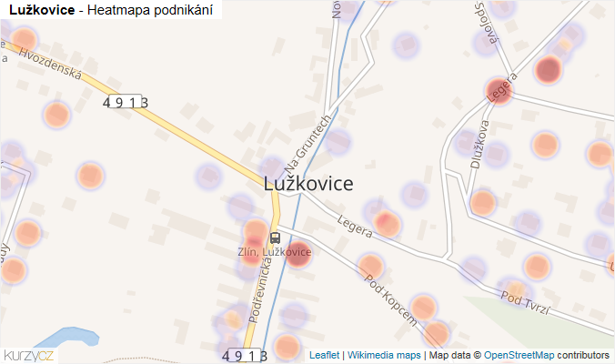 Mapa Lužkovice - Firmy v části obce.