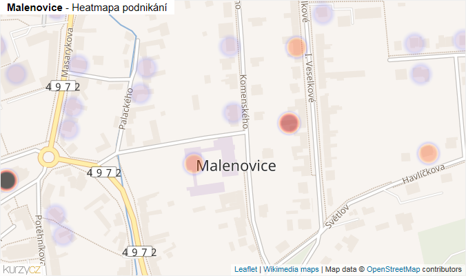 Mapa Malenovice - Firmy v části obce.