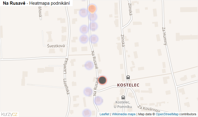 Mapa Na Rusavě - Firmy v ulici.