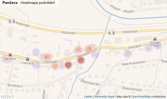Mapa Pančava - Firmy v ulici.